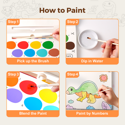 Jar Meló - Watercolour Painting Book - 20 Pages & Paint Brush - Dinosaurs