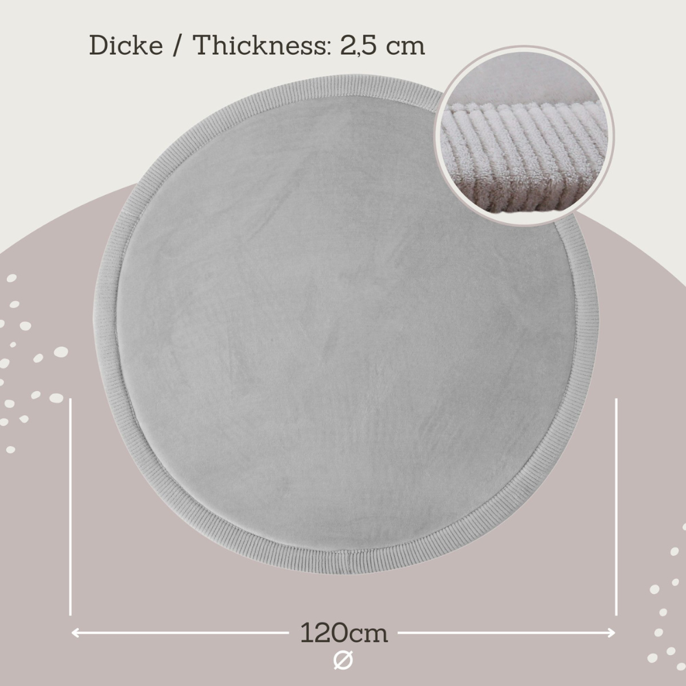 Hakuna Matte - CloudSoft Play Mat Carpet - Grey ?120 x 2.5 cm (round)