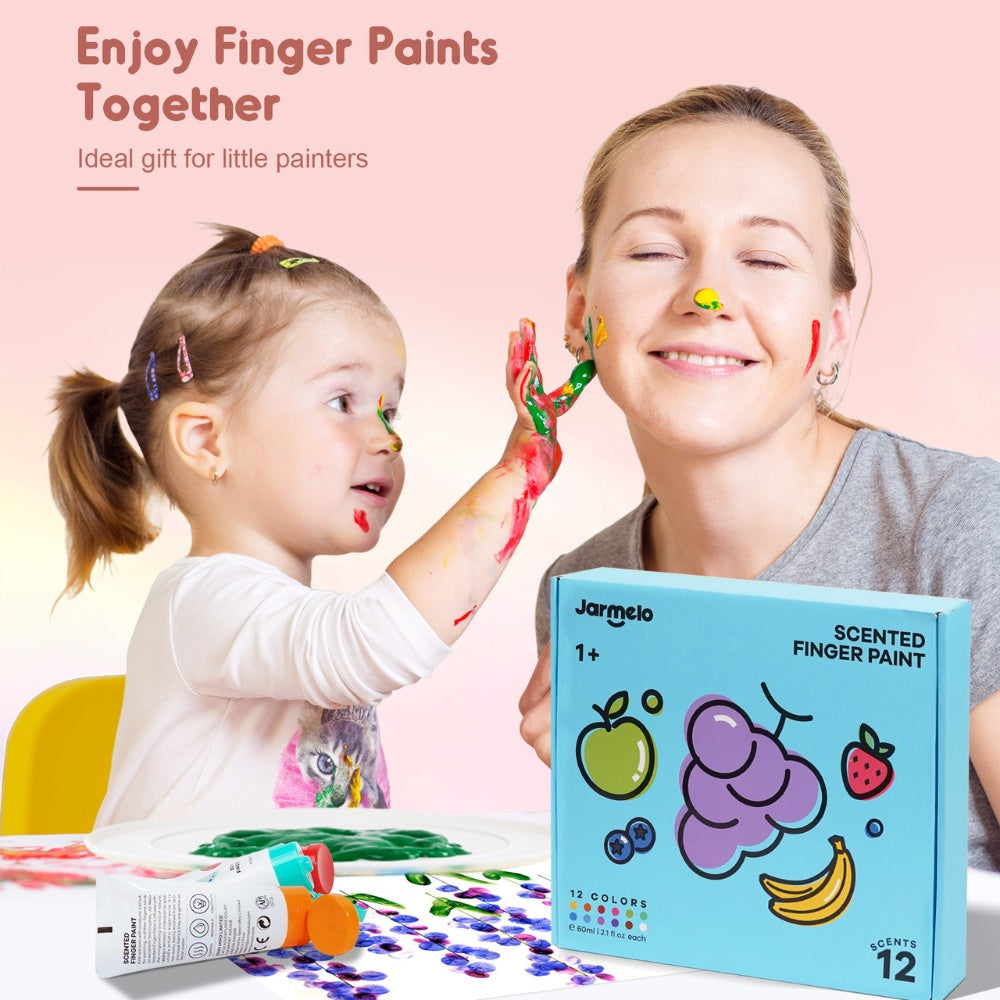 Jar Meló - Scented Finger Paint Set - 12 Colours for Kids Art & Sensory Play