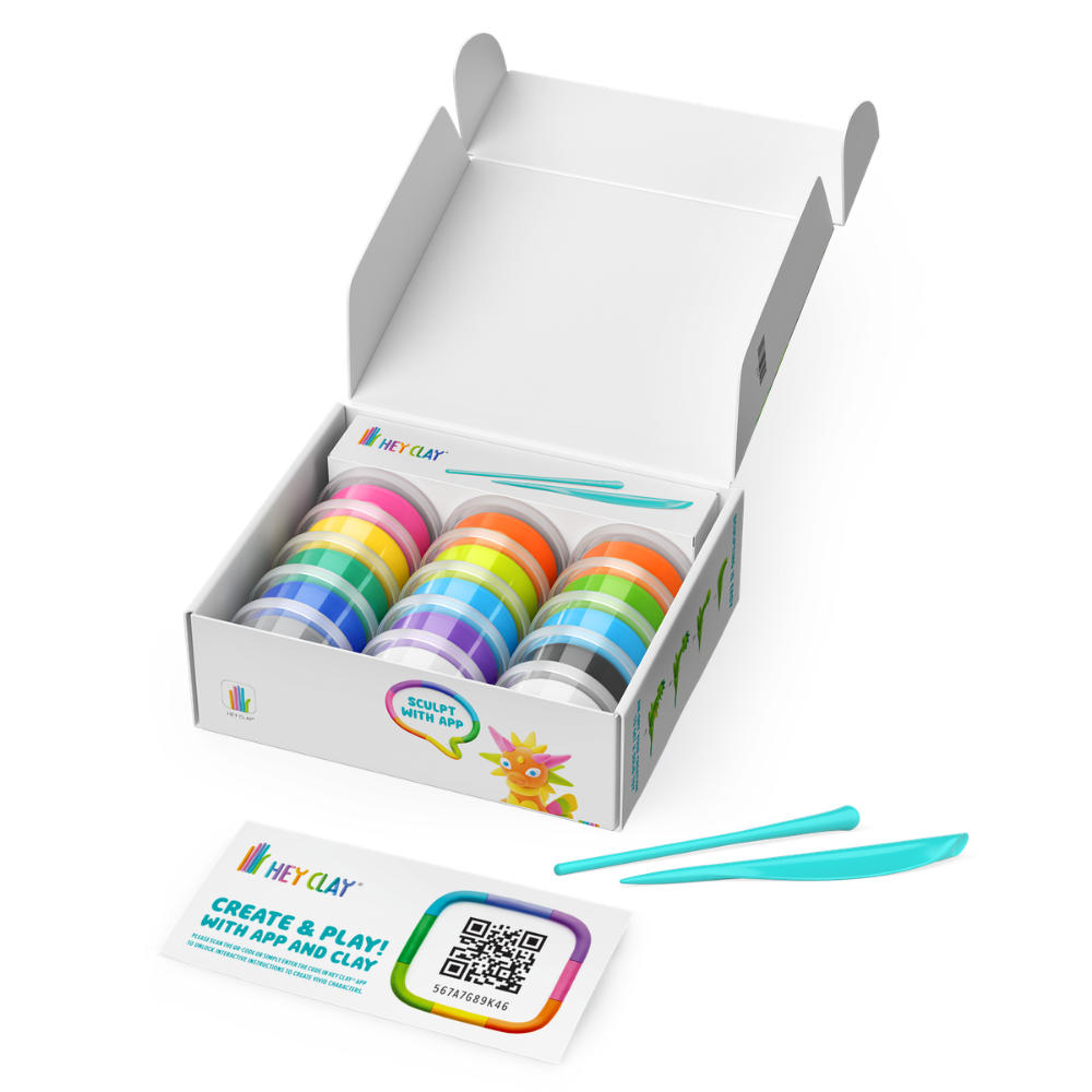 Hey Clay - Modelling Air-Dry Clay with Fun Interactive App - Dragon Island, 15 cans