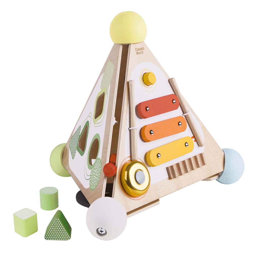 Classic World - Pyramid Activity Box - Four Sided Multi-Activity Busy Board