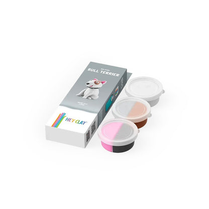 Hey Clay - Modelling Air-Dry Clay with Fun Interactive App - Bull Terrier, Series Dog Story, 3 cans
