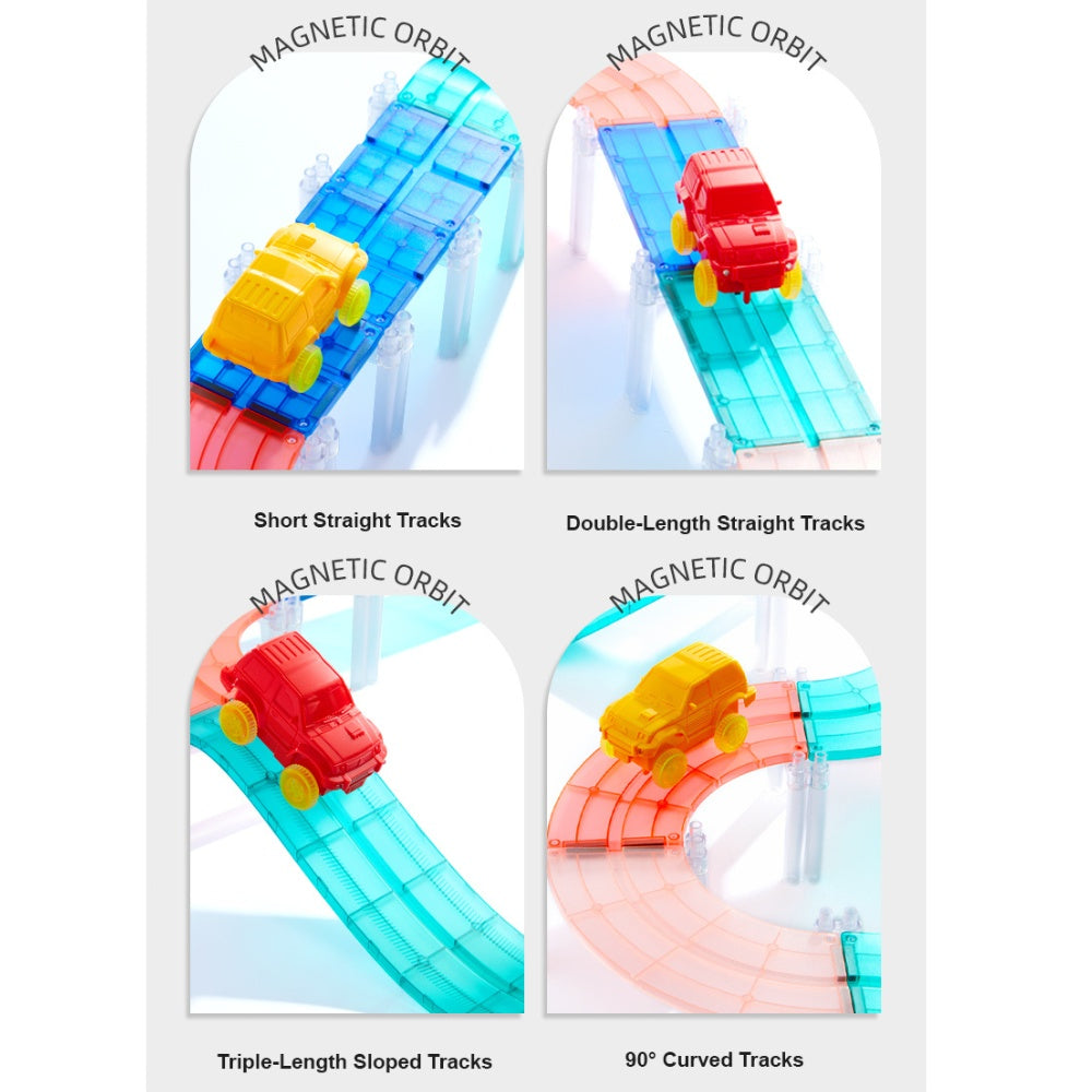 Mideer - Racing Track Grooved Magnetic Tiles Building Set