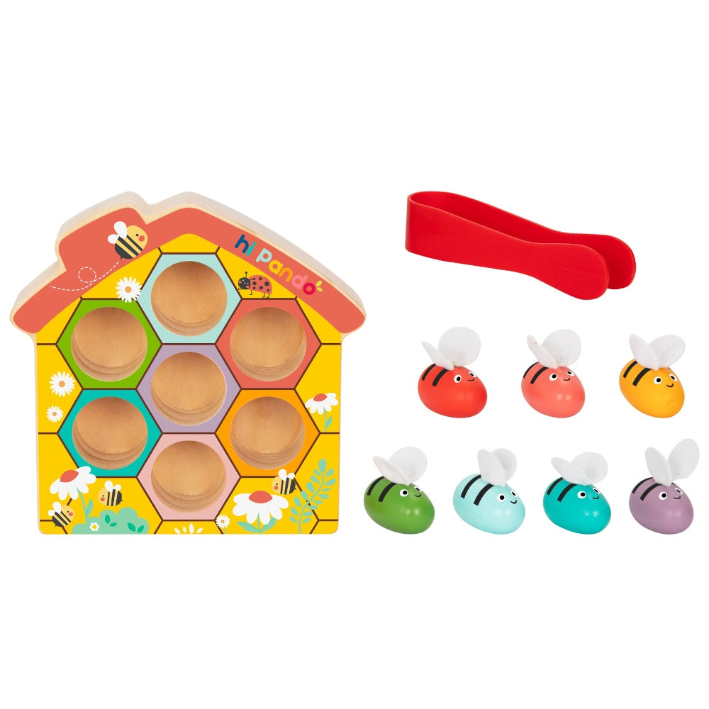 hi Pando - Wooden Color Sorter - Beehive Themed - 9pcs