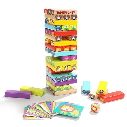 TopBright - Animal Jenga - Stacking Game with Activity Cards