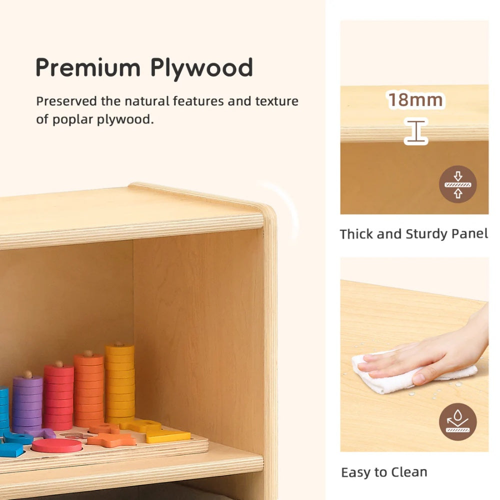 TookyToy - Wooden Shelf and Toy Storage for Kids Room: Plywood 60x63cm