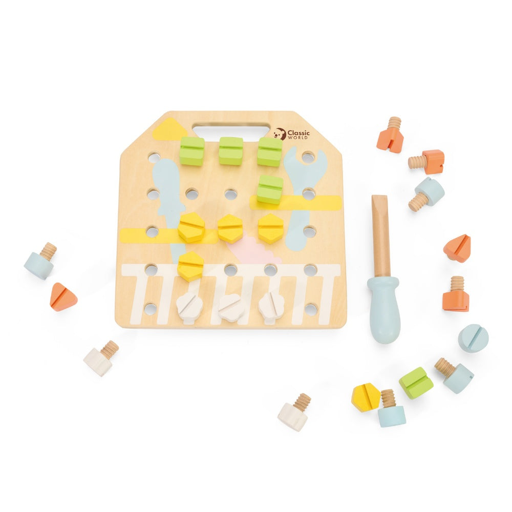 Classic World - Play & Learn - Wooden Screw Board Fine Motor Activity Toy