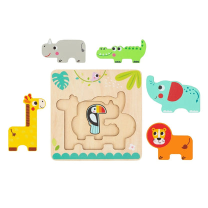 TookyToy - Multi-layered Wooden Puzzle - Animal Adventure