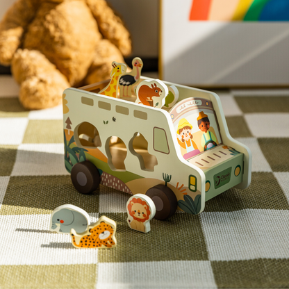 Classic World - Safari Adventurer Wooden Shape Sorter and Play Truck