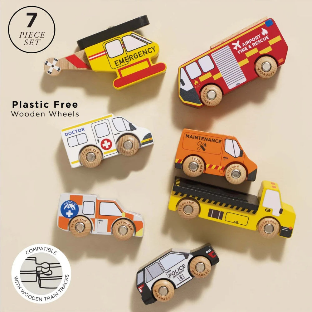 Le Toy Van - Wooden Emergency Helicopter & Rescue Toy Cars