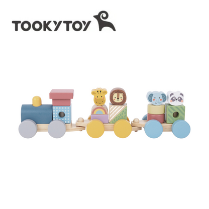 TookyToy - Wooden Stacking Train - Forest Friends - Set of 16