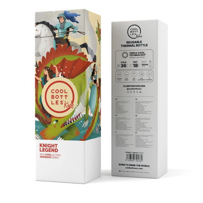 Cool Bottles - Kids Triple-Insulated Water Bottle - Knight Legends 350ml