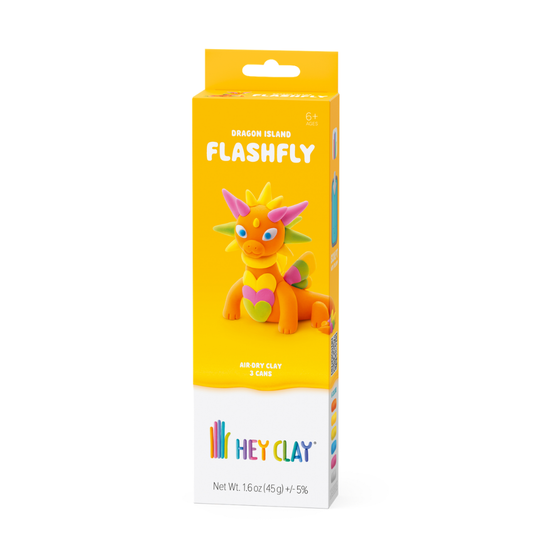 Hey Clay - Modelling Air-Dry Clay with Fun Interactive App - Flashfly, Series Dragon Island, 3 cans