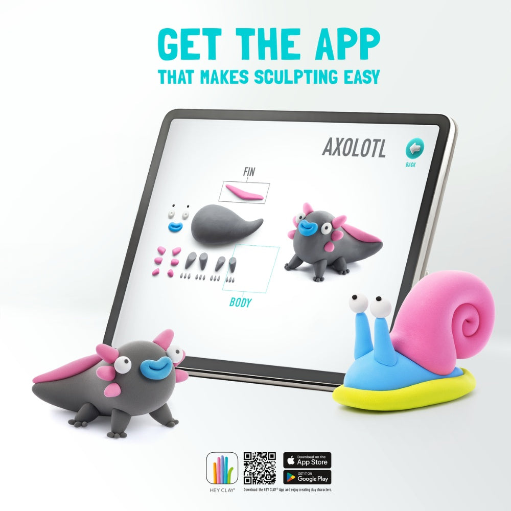 Hey Clay - Modelling Air-Dry Clay with Fun Interactive App - Exotic Pets, 15 cans