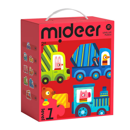 Mideer - Level Up Jigsaw Puzzle for Kids - 8-in-1 - Level 1 Animal Transportation