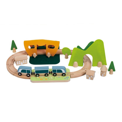 Classic World - Pretend & Play - Wooden Train Set - Forest 40 Piece
