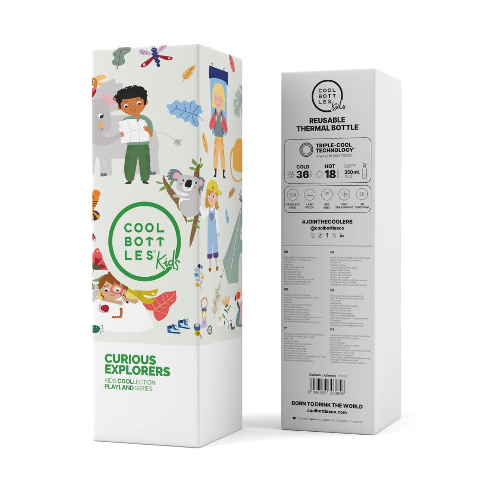 Cool Bottles - Kids Triple-Insulated Water Bottle - Curious Explorers 350ml