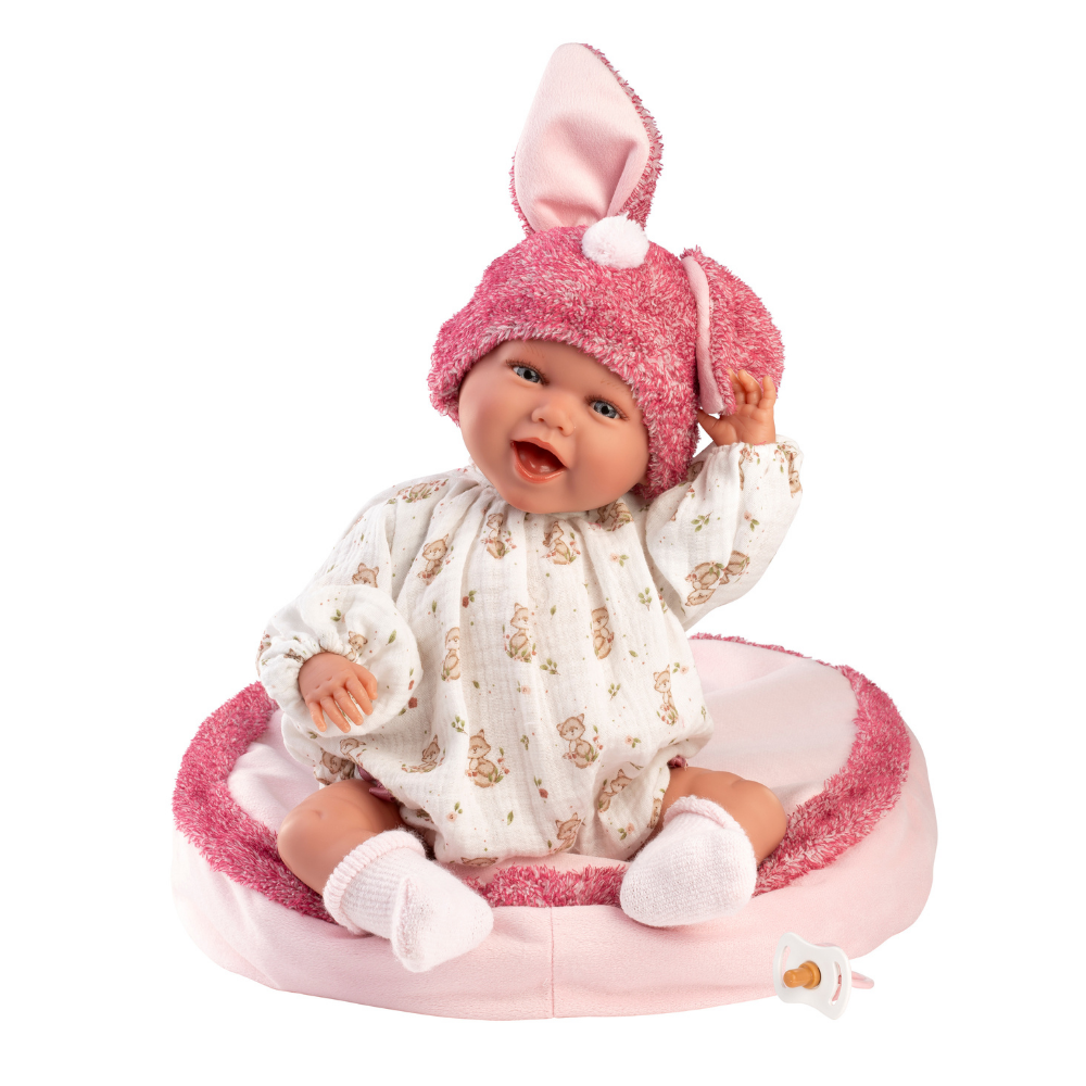 Llorens - Baby Girl Doll with Outfit & Pink Cushion: Mimi - 42cm
