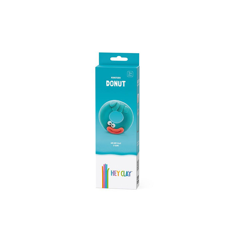 Hey Clay - Modelling Air-Dry Clay with Fun Interactive App - Donut, series Monsters, 3 cans