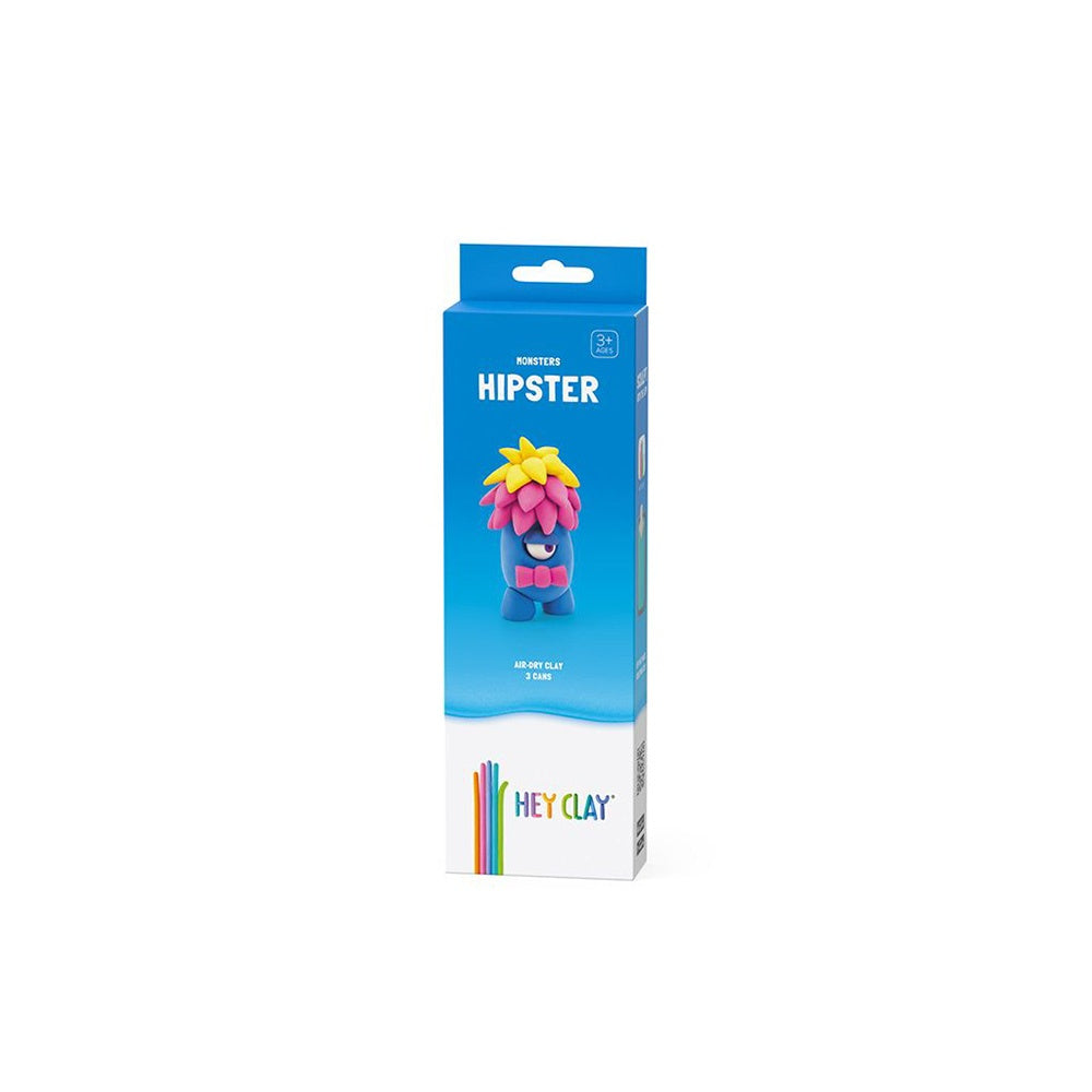 Hey Clay - Modelling Air-Dry Clay with Fun Interactive App - Hipster, series Monsters, 3 cans-**
