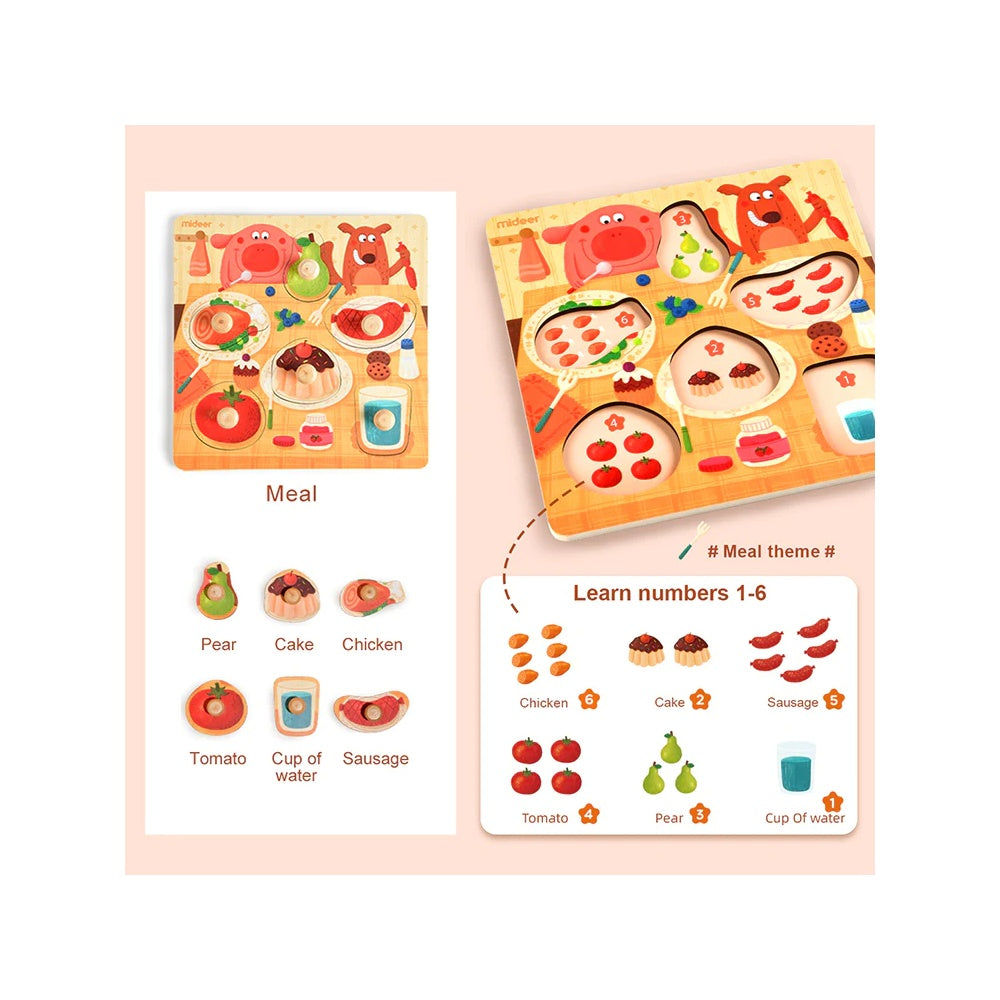 Mideer - Wooden Peg Puzzle - Dinner Time
