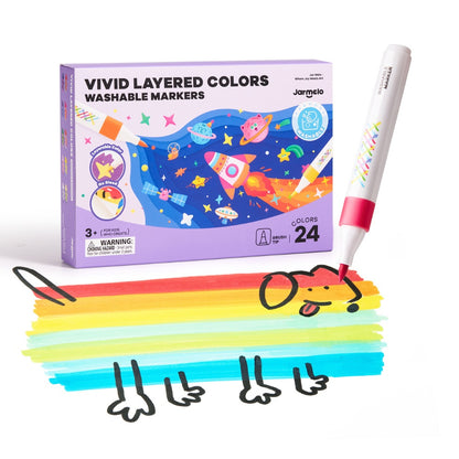 Jar Meló - Fine Tip Washable Markers - 24 Vivid Colours