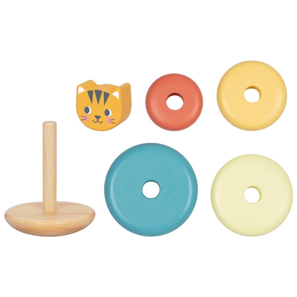 TookyToy - 3-in-1 Wooden Toy Gift Set - Rattle, Stacking Tower and Pull-Along Puppy - Motherhood