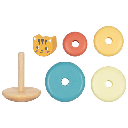TookyToy - 3-in-1 Wooden Toy Gift Set - Rattle, Stacking Tower and Pull-Along Puppy - Motherhood