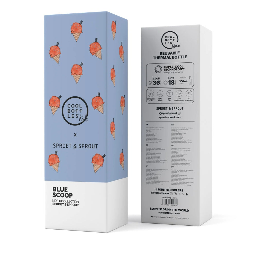 Cool Bottles - Kids Triple-Insulated Water Bottle - SPRT & Blue Scoop 350ml