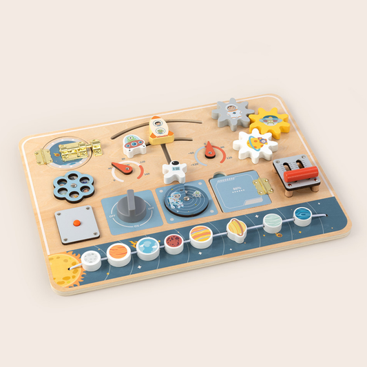 TookyToy - Wooden Space Busy Board - Montessori Activity for Toddlers