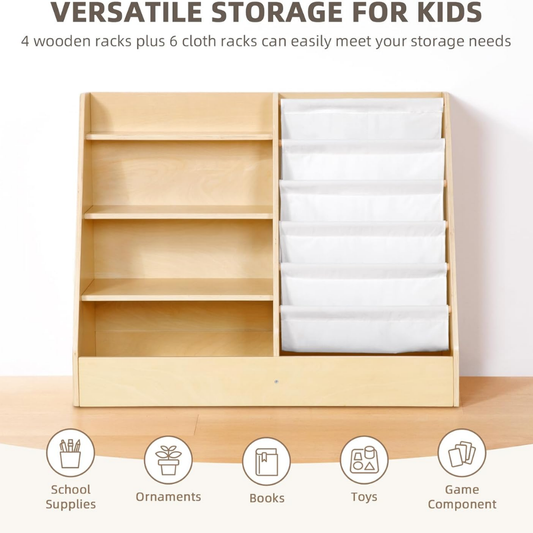 TookyToy - Montessori Bookshelf And Toy Organizer for Kids Room