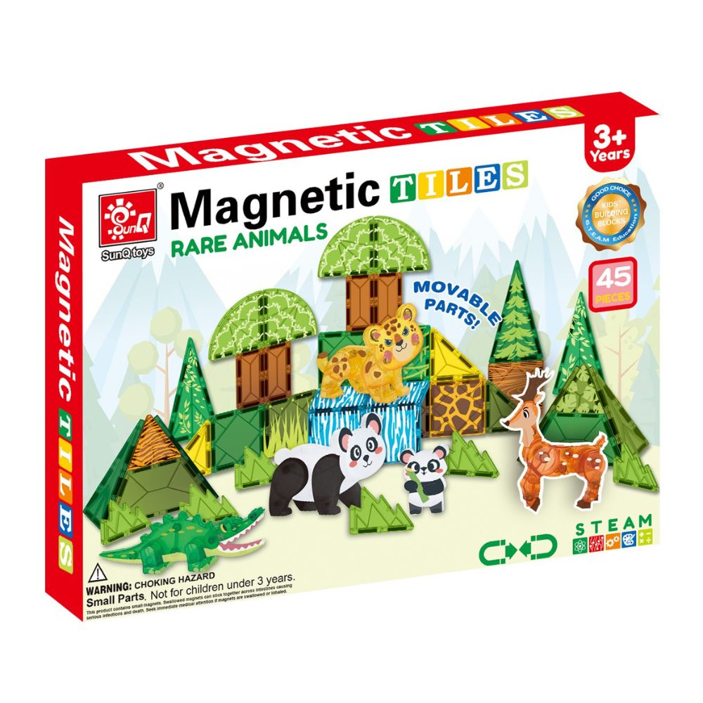 Magnetic Tiles - Wild Animals Set - 45 Pieces