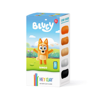 Hey Clay - Modelling Air-Dry Clay with Fun Interactive App - Bingo, Bluey Series, 5 cans