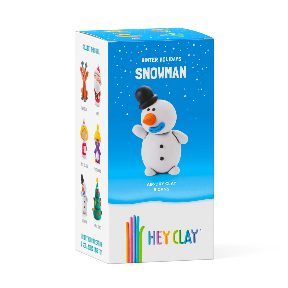 Hey Clay - Modelling Air-Dry Clay with Fun Interactive App - Snowman, Christmas Series, 5 cans