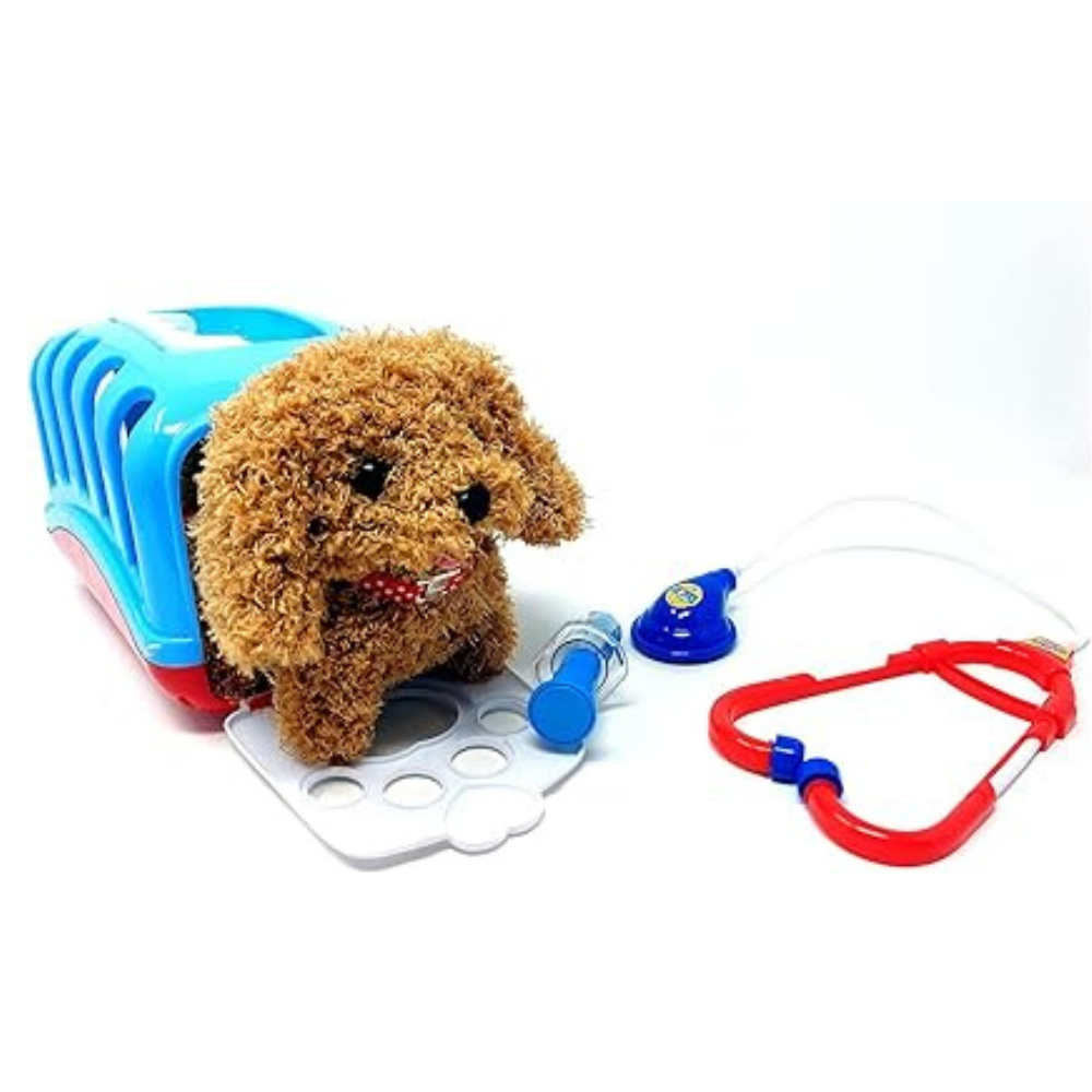 Cogo - Pretend & Play Electric Dog Care Kit with Pet Vet Accessories - Brown Dog