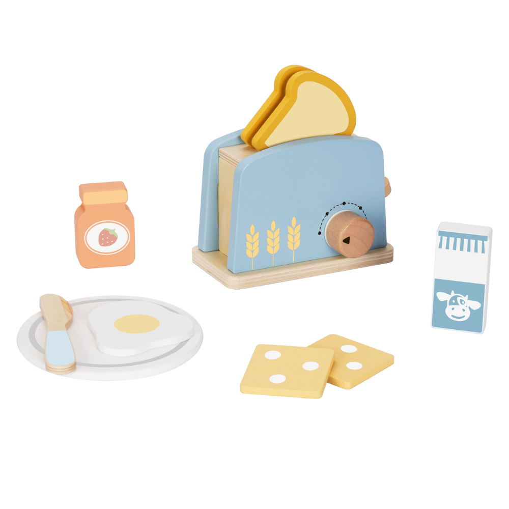 hi Pando - Pretend & Play - Wooden Toaster Breakfast Set - 10pcs