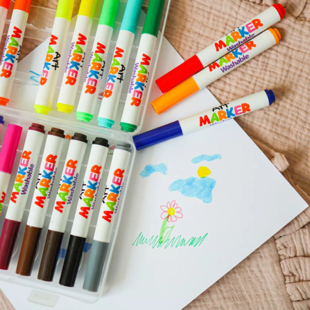 TookyToy - Washable Markers in Travel Case - 24 Colours - Motherhood