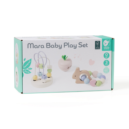 Classic World - Mara Baby Play Set with Bead Maze, Rattle and Lacing Beads - 3 Pieces