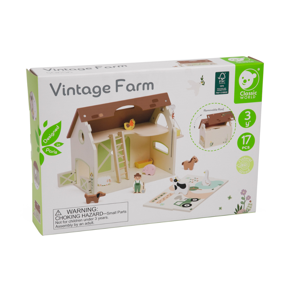 Classic World - Pretend & Play - Vintage Farm Dollhouse