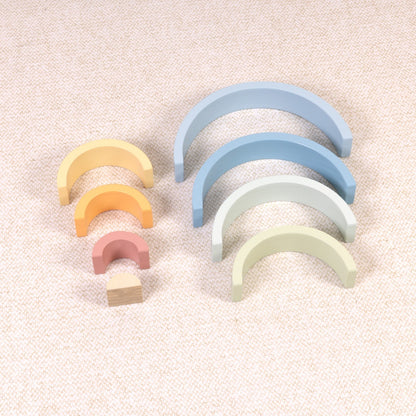 TookyToy - Pastel Rainbow Stacker - Wooden Ring Fine Motor Stacking Toy