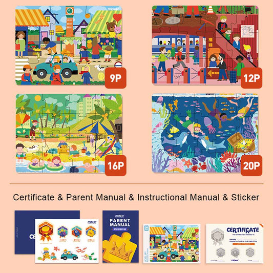 Mideer - Level Up Puzzles - 4-in-1 - Level 2 Daily Scenes
