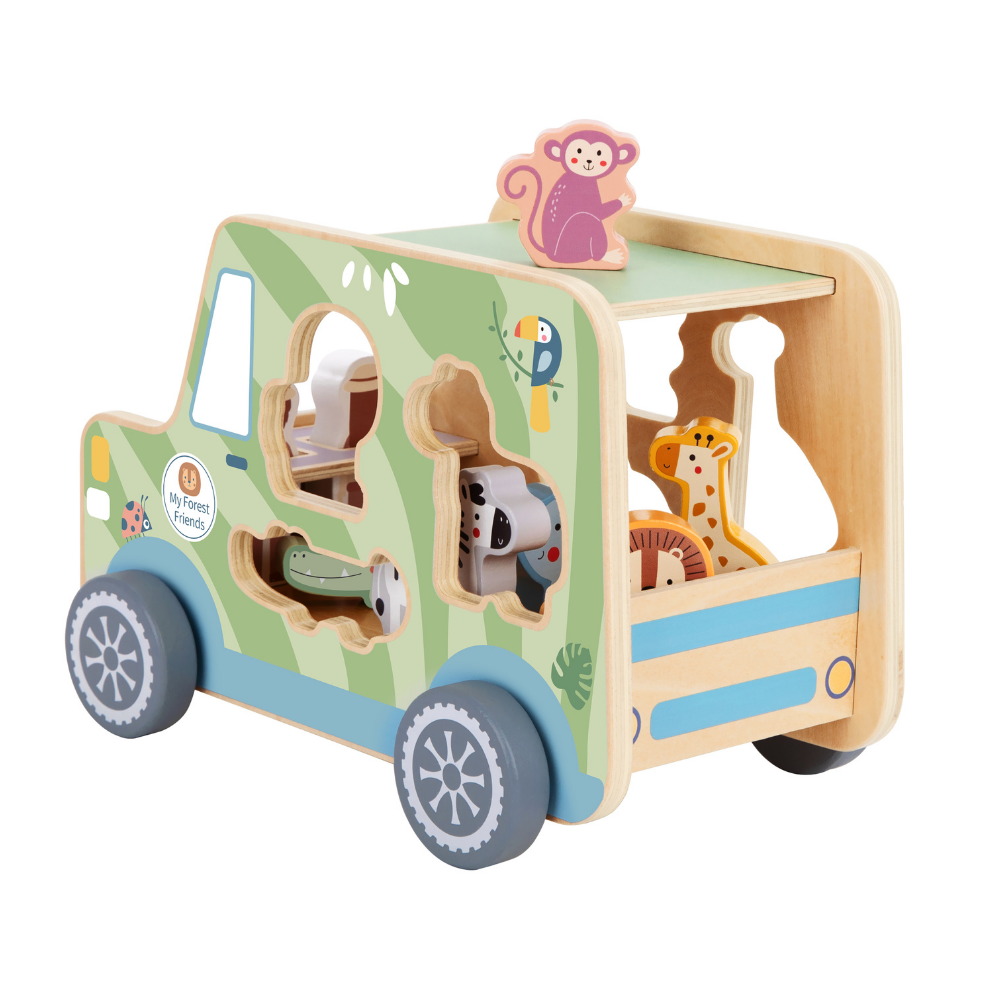 TookyToy - My Animal Friends - Safari Jeep Shape Sorting Toy 8pcs