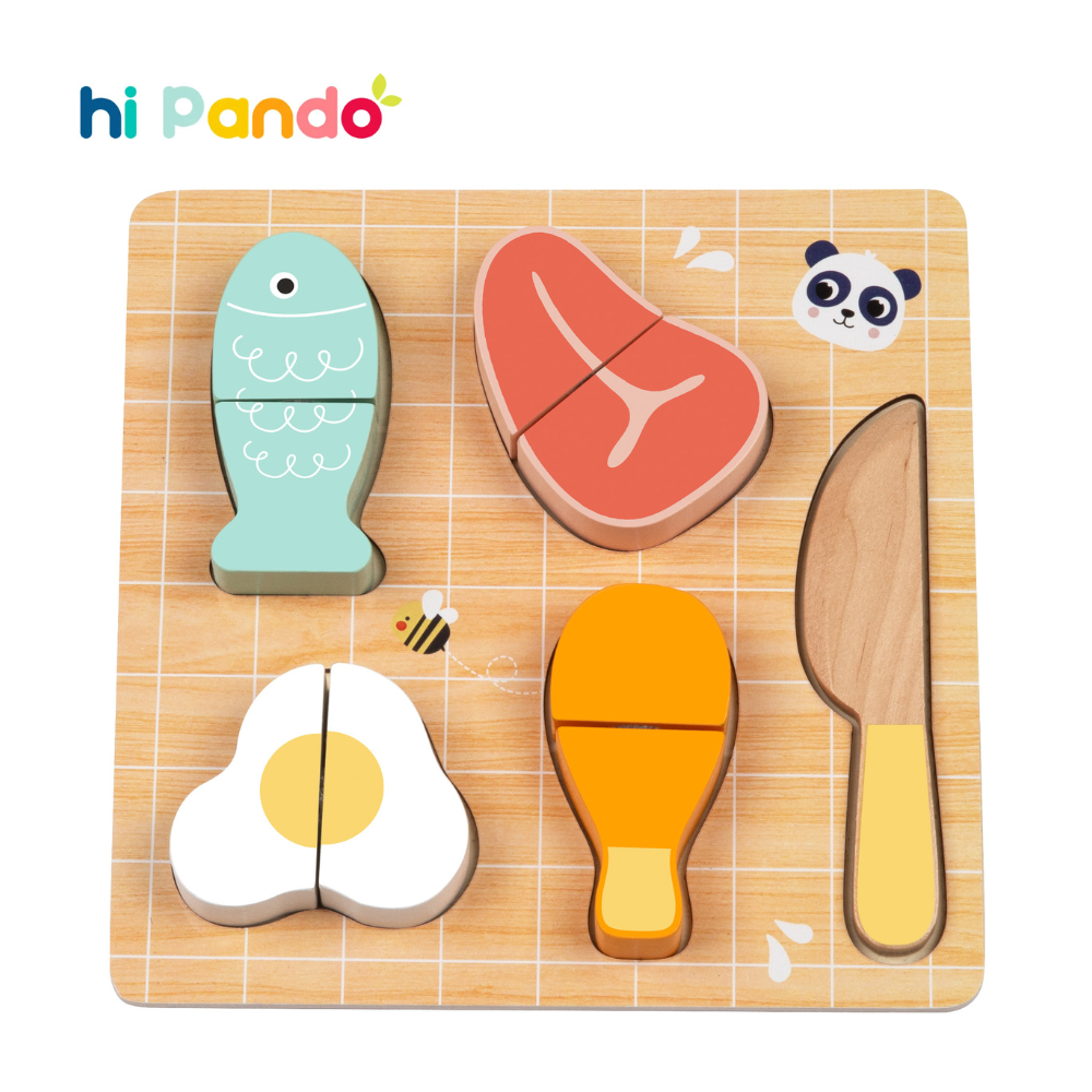 hi Pando - Wooden Cutting Food - Protein - 10pcs