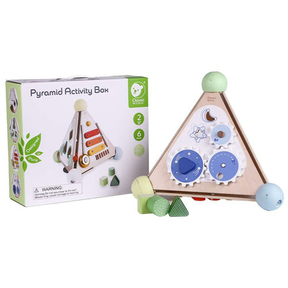 Classic World - Pyramid Activity Box - Four Sided Multi-Activity Busy Board