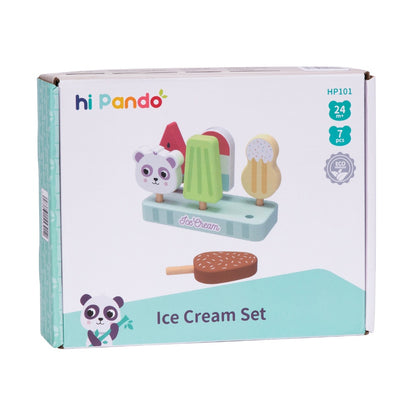 hi Pando - Pretend & Play Wooden Ice Cream Set - 7pcs