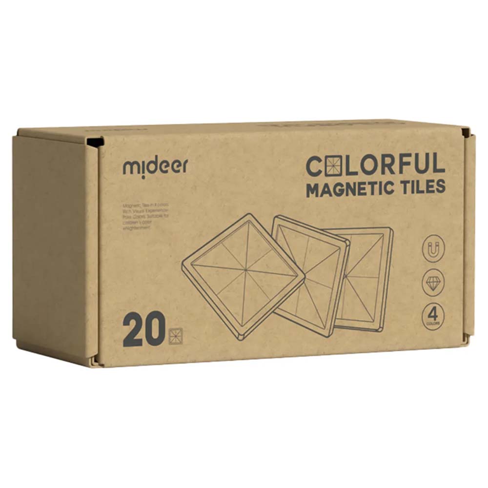Mideer - Colourful Magnetic Tiles Building Set - Warm Colours - 20pcs