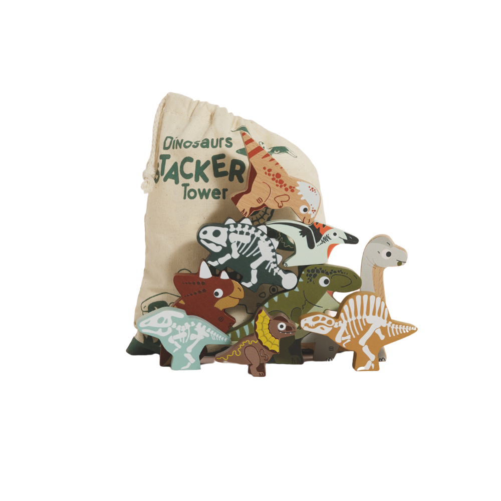 Le Toy Van - Wooden Jurassic Stacking Dinosaurs & Bag - 10pcs