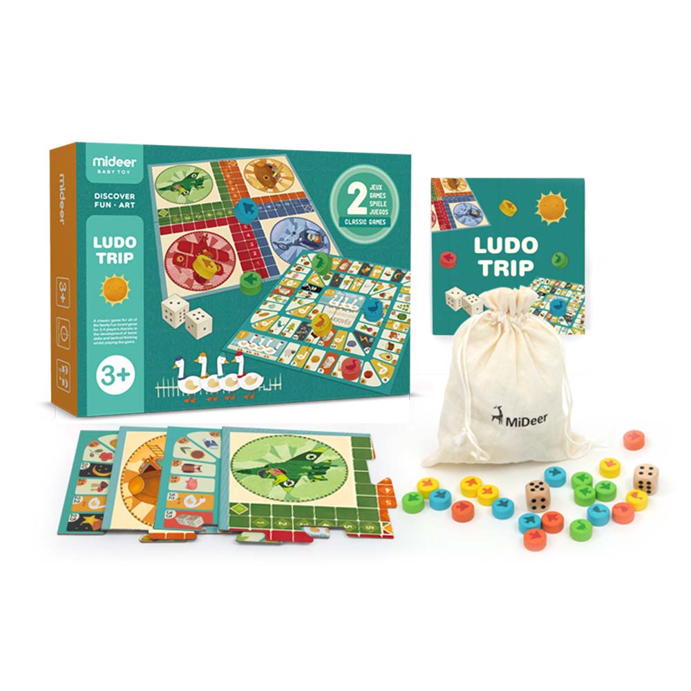 Mideer - Board Game 2-Sided - Ludo Trip