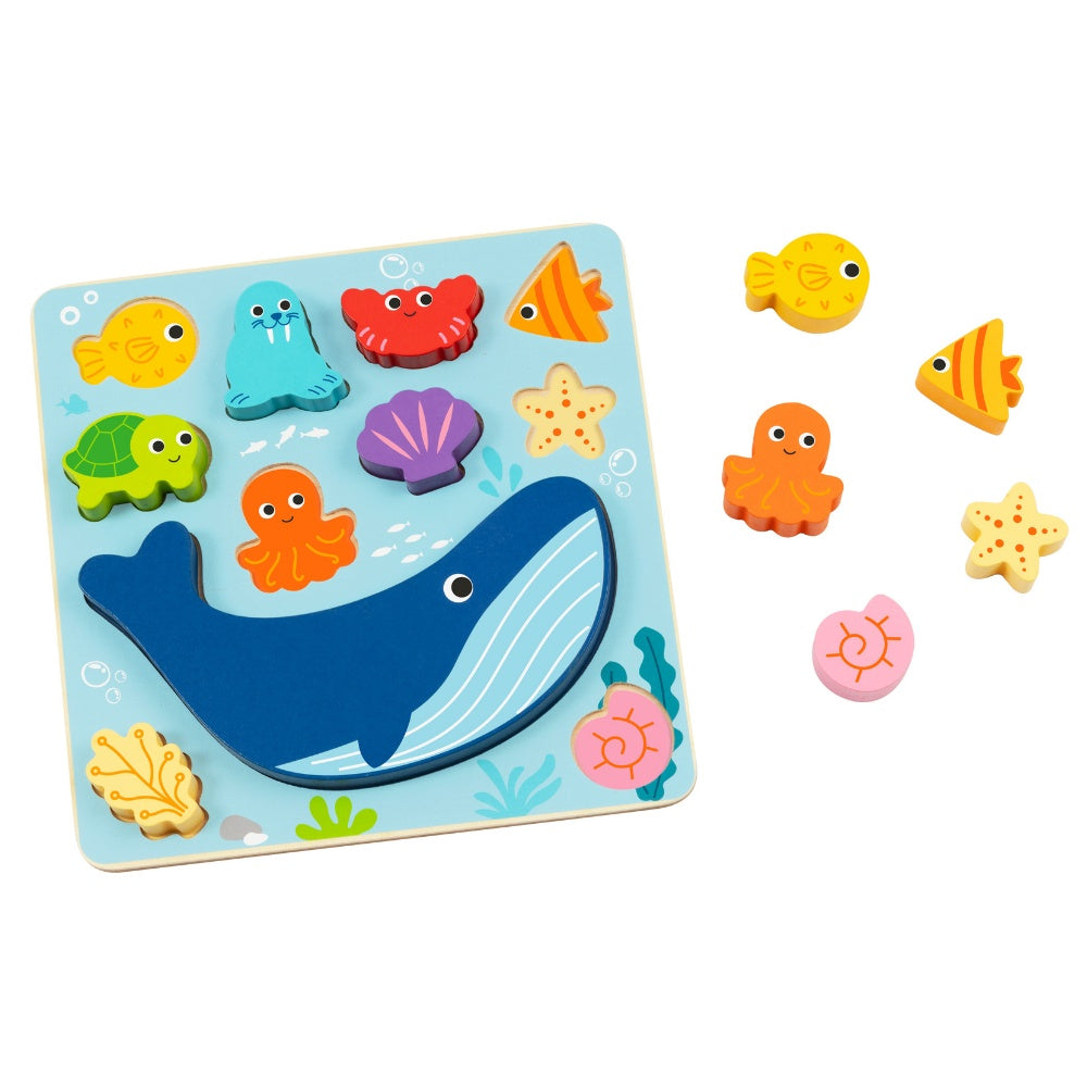 hi Pando - 2-in-1 Wooden Balancing Game and Puzzle: Ocean 12 Pieces