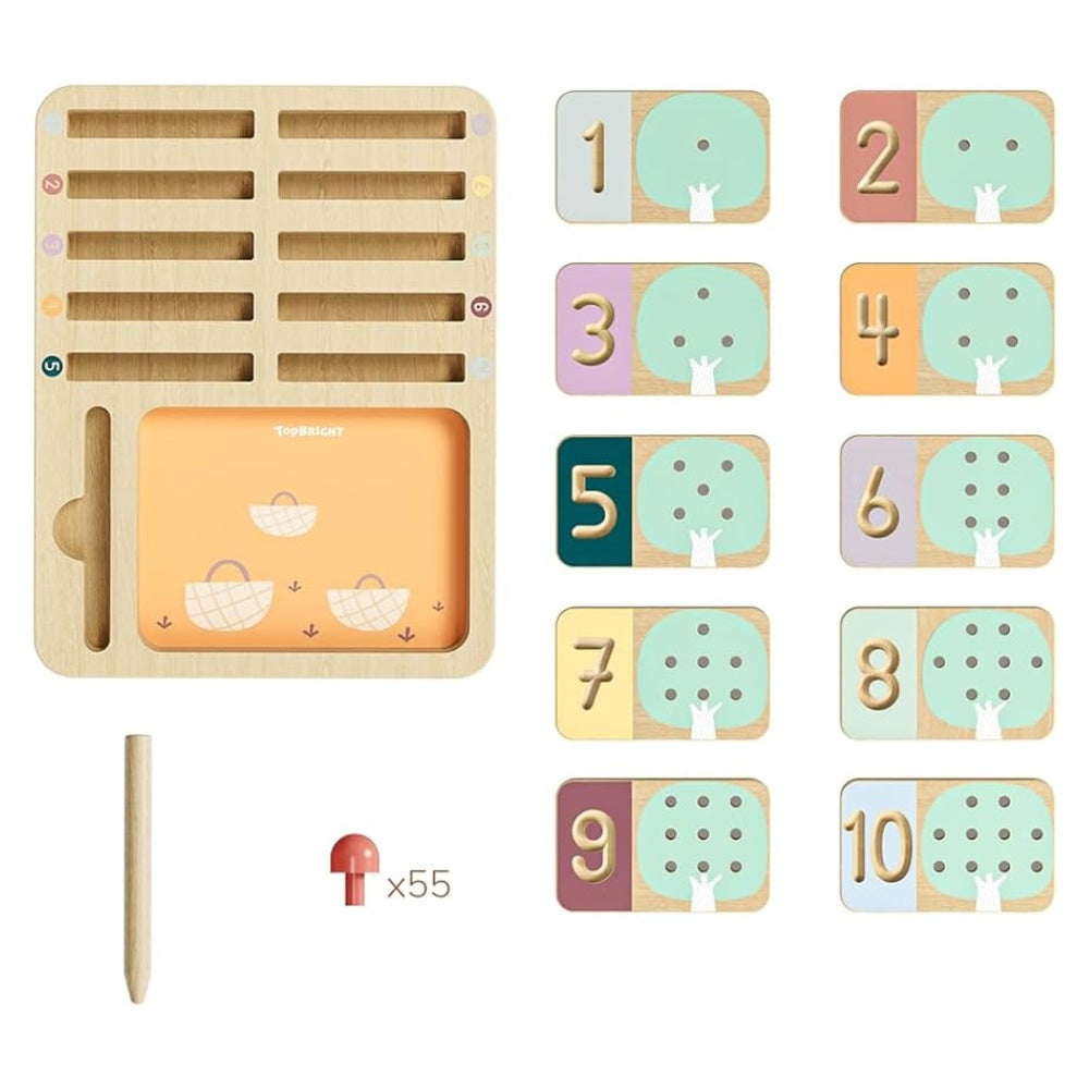 TopBright - Wooden Montessory Fruit Tree Counting & Writing Number Toy